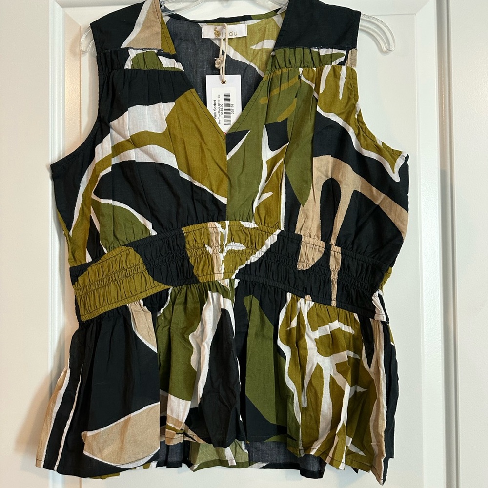 NWT Bindu Tina Top, Black Olive, XL